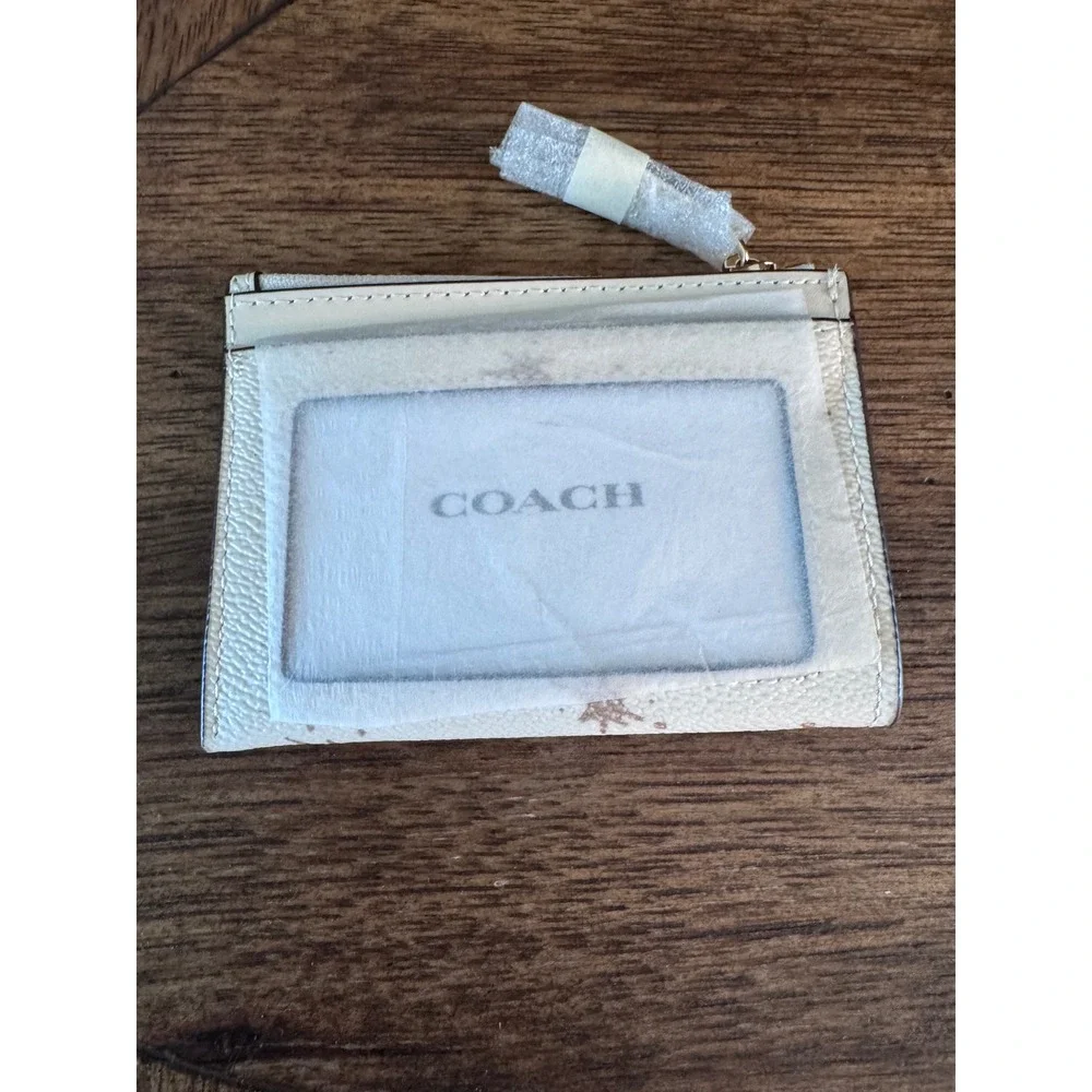 Coach Mini Skinny ID Case Celestial Star Print White Leather Wallet CC974B